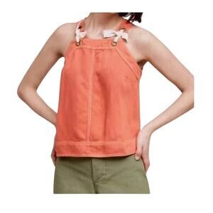 Maeve Anthropologie Coral Pink Cora Tie Strap Denim Swing Tank Top Womens Size 0